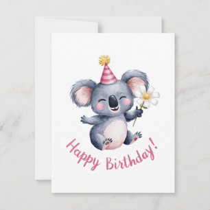 Sweet Koala Birthday Celebration Design Holiday Card