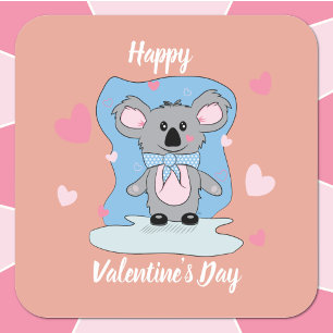 Sweet koala kids Valentine's Day stickers