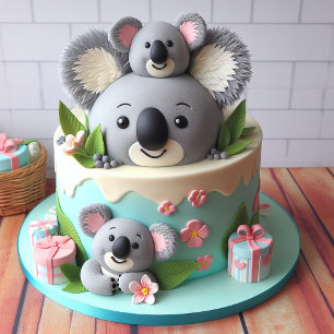 SWEET KOALA THEMED KIDS BIRTHDAY CAKE CARD