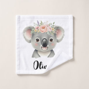 Sweet Koala Wearing Crown Made of Colourful Flower Wash Cloth