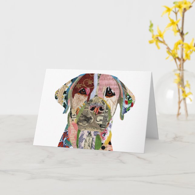 Sweet Labrador Retriever Dog Greeting Card (Yellow Flower)