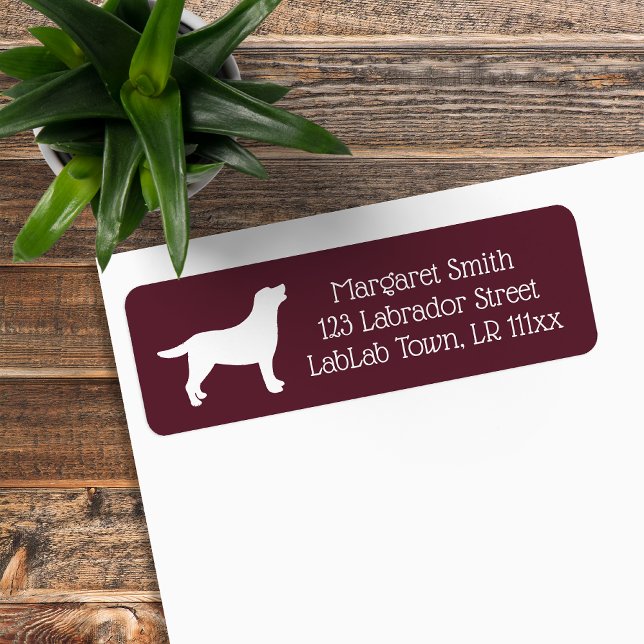 Sweet Labrador Silhouette Purple Return Address Label (Labrador Silhouette Design Return Address Label for Labrador Owners.  Elegant purple background.)