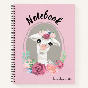 Sweet Lady Llama With Roses Journal/ Notebook