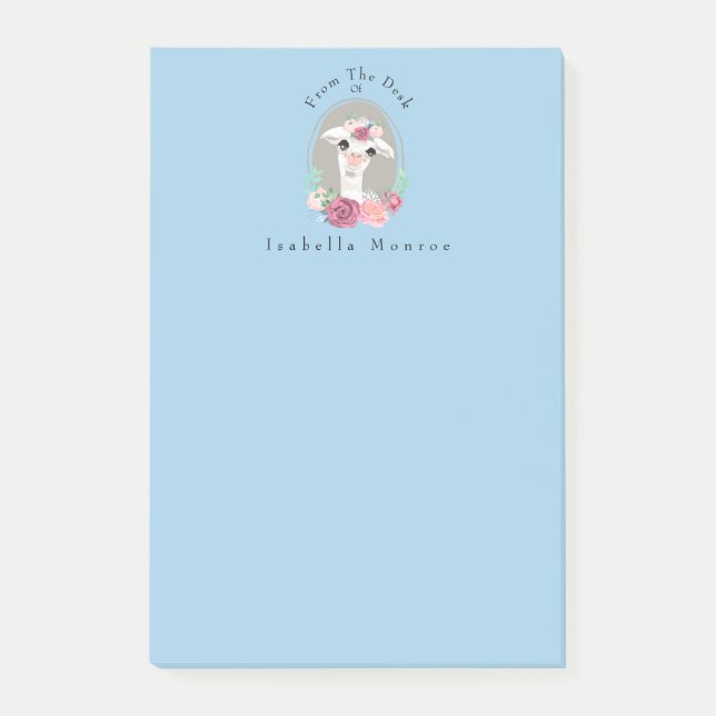Sweet Lady Llama With Roses Post-it Notes (Front)