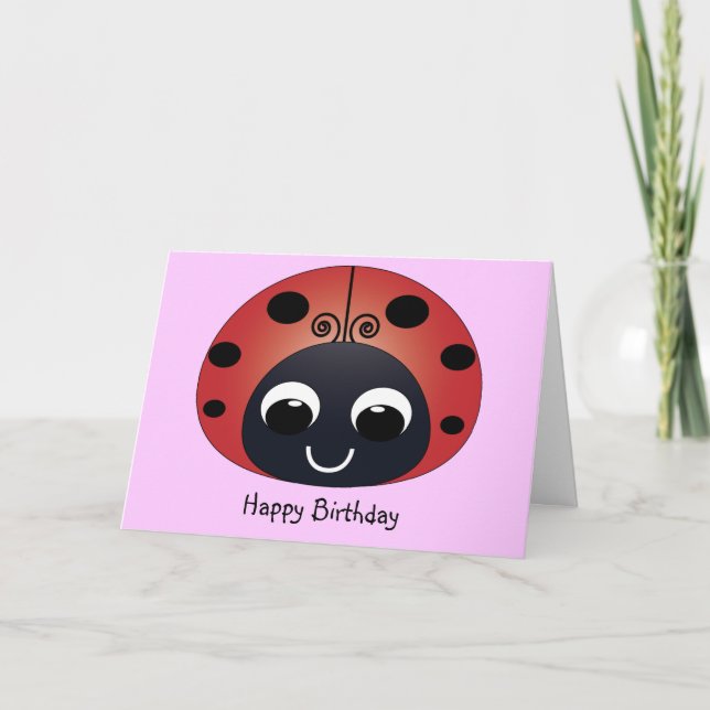 Sweet Ladybug Birthday Card (Front)