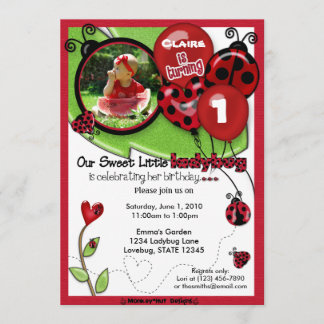 Sweet Ladybug Birthday Invitation ADORABLE (photo)