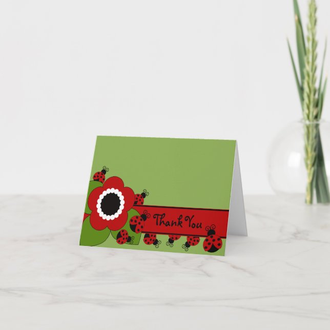 Sweet Ladybug Thank You Note Card (Front)