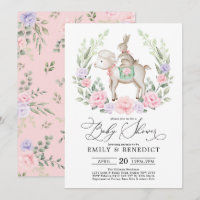 Sweet Lamb & Bunny Rabbit Soft Floral Baby Shower