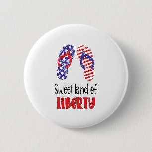 Sweet Land of Liberty, USA Flag Flip Flops 6 Cm Round Badge