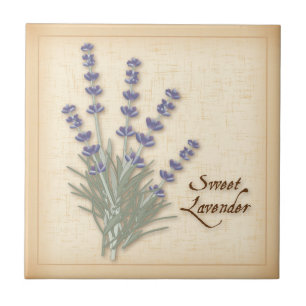 Sweet Lavender Herb and Flowers Ceramic Tile