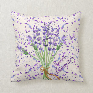 Sweet Lavender Purple Flower Bouquet Cushion