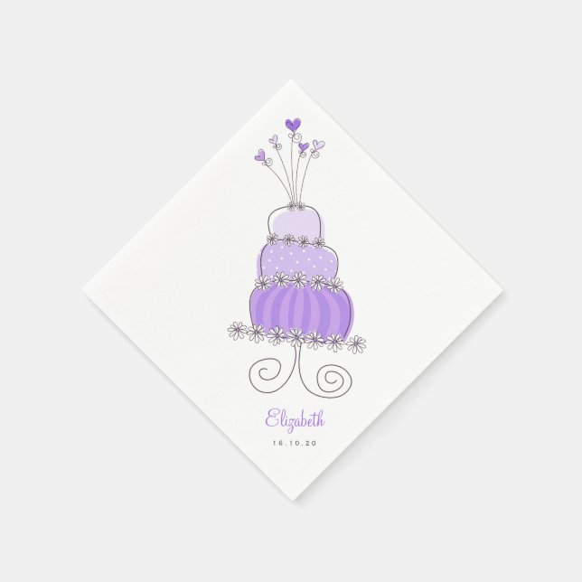 Sweet Lavender Wedding Cake Bridal Shower Party Napkin (Corner)