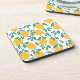 Sweet Lemon Branches Pattern Coaster