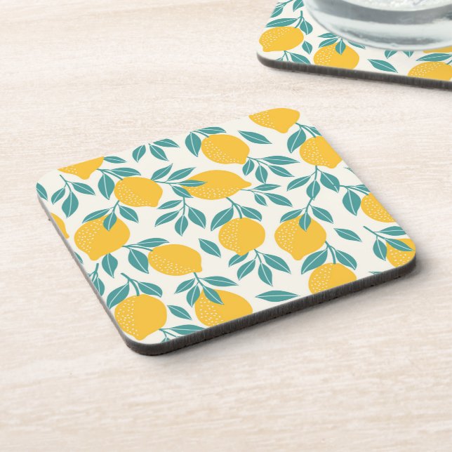 Sweet Lemon Branches Pattern Coaster (Left Side)