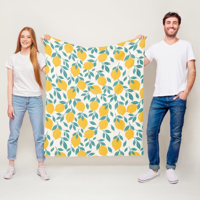 Sweet Lemon Branches Pattern Fleece Blanket (In Situ)