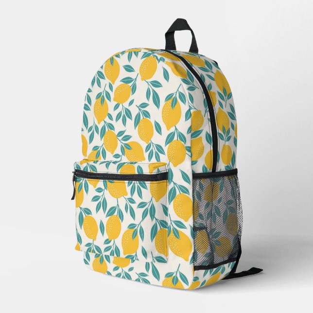 Sweet Lemon Branches Pattern Printed Backpack (Back Corner Right)