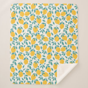 Sweet Lemon Branches Pattern Sherpa Blanket