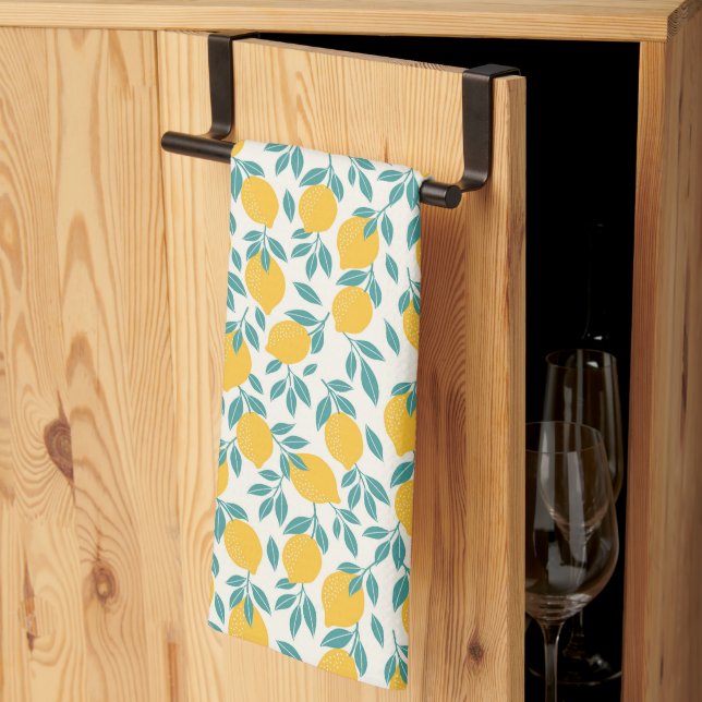 Sweet Lemon Branches Pattern Tea Towel (Thirds Fold)