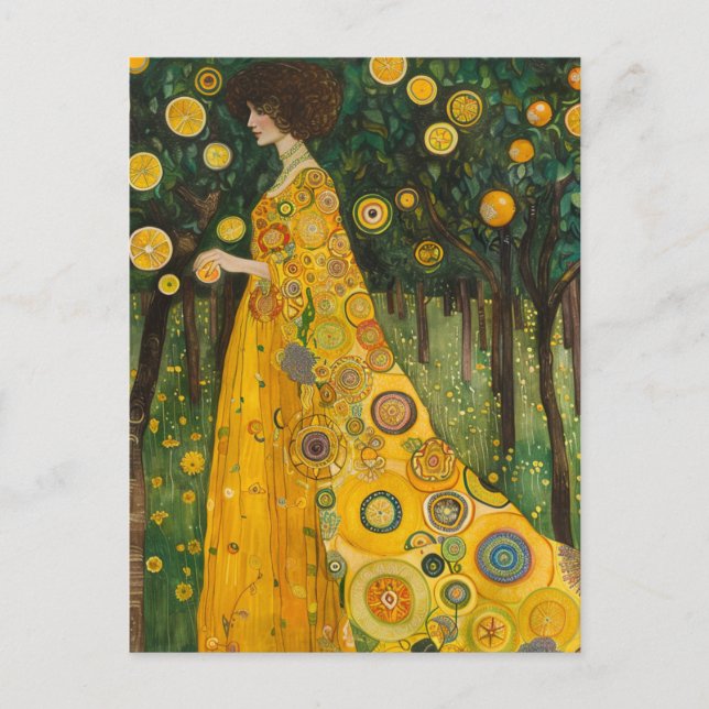 Sweet Lemon Trees Woman in Klimt Style  Postcard (Front)
