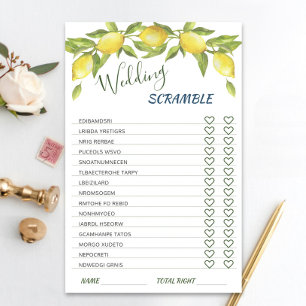 Sweet Lemons & Greenery  Bridal Shower Game