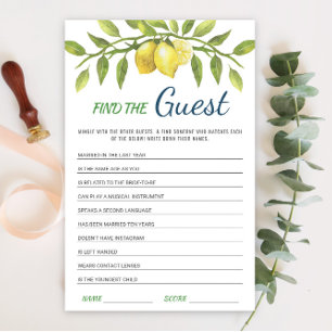 Sweet Lemons & Greenery Chic  Bridal Shower Game