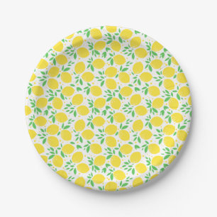 Sweet Lemons Leaf Pattern Paper Plate