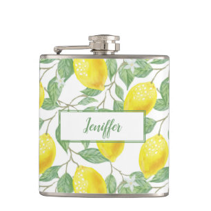 Sweet lemons yellow summer.                      hip flask