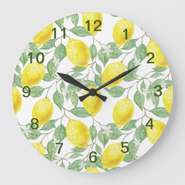 Sweet lemons yellow summer.                        large clock (Front)