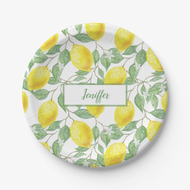 Sweet lemons yellow summer.                      paper plate (Front)