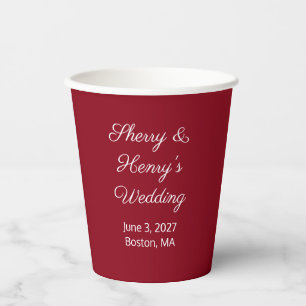 Sweet Letters Maroon & White: Wedding Paper Cups