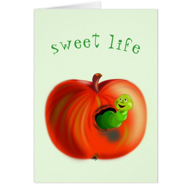Sweet Life Card Happy Worm In Apple - Fun (Front)