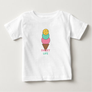 Sweet Life - Triple Scoop Ice Cream - Cute Kawaii Baby T-Shirt
