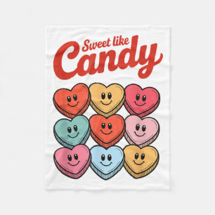 Sweet Like Candy Cute Candy Heart Valentine Love G Fleece Blanket