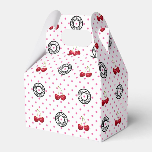 SWEET LIKE CHERRIES Retro Vintage Pattern Favour Box (Front Side)