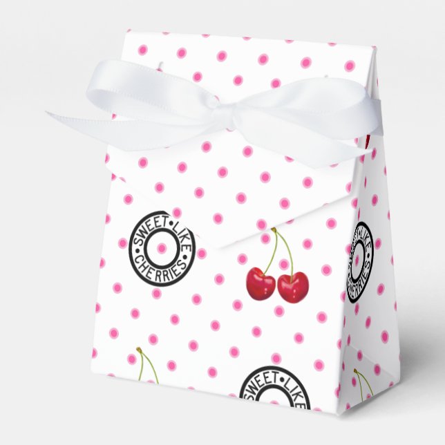 SWEET LIKE CHERRIES Retro Vintage Pattern Favour Box (Front Side)