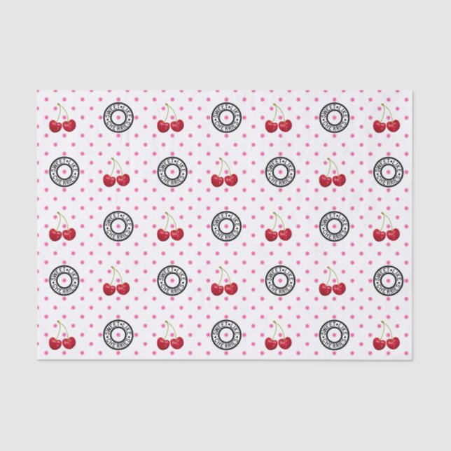 SWEET LIKE CHERRIES Retro Vintage Pattern Tissue Paper (Front)