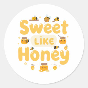 "Sweet Like Honey" Kawaii Pun Classic Round Sticker