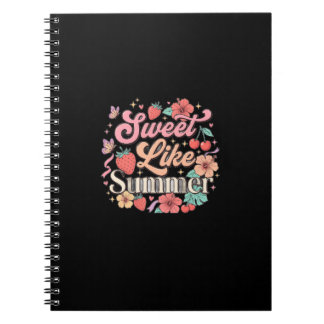 Sweet Like Summer Cute Strawberry Cherry Floral Wo Notebook