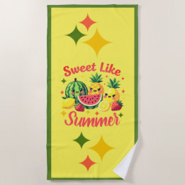 Sweet Like Summer Cute Tropical Fruit Beach Towel