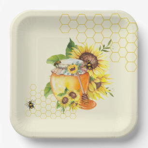 Sweet lil honey pot honeycomb & bee’s  paper plate