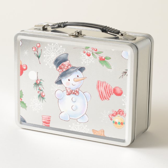 Sweet Lil Snowman Metal Lunch Box (Front)