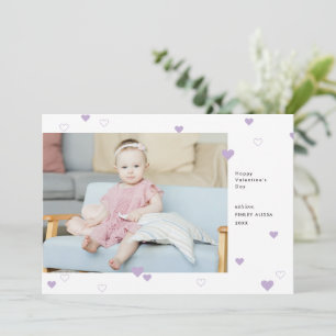 Sweet Lilac Hearts Happy Valentine's Day Photo Holiday Card