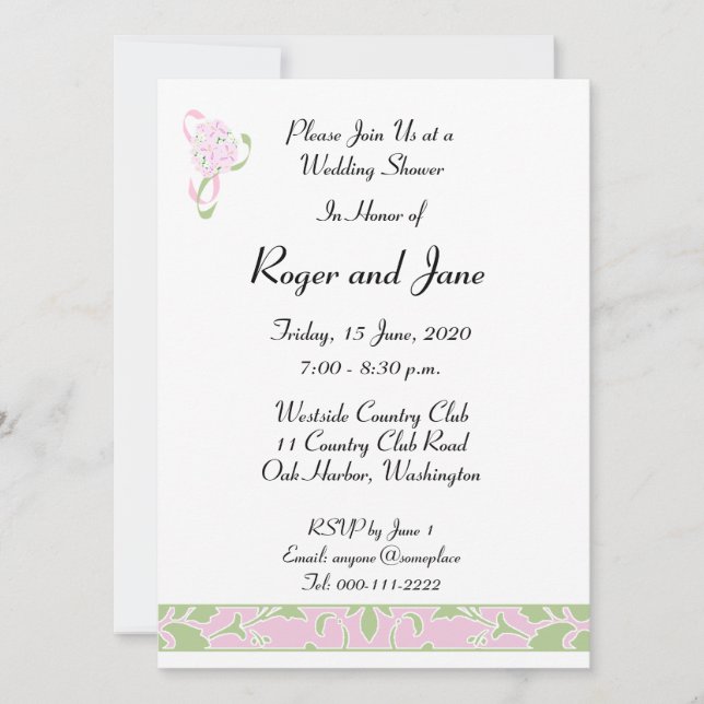 Sweet Lilac, Margarita Damask Bridal Shower Invitation (Front)
