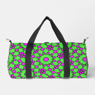 Sweet Lime Green & Purple Floral Pattern  Duffle Bag
