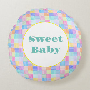 Sweet Line Squares Round Cushion