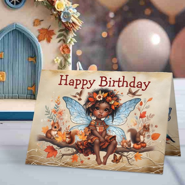 Sweet Little African Fairy Princess Happy Birthday Card (Creator Uploaded)