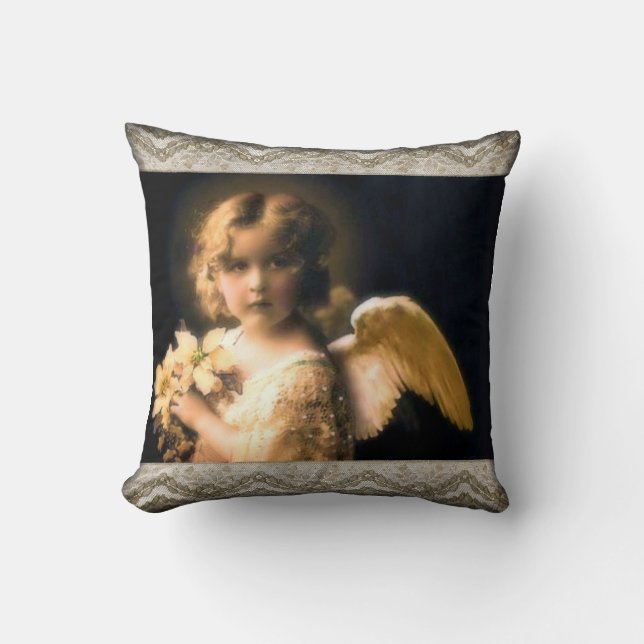 Sweet Little Angel Throw Pillow (Front)