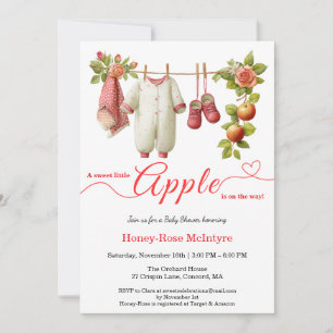 Sweet Little Apple Baby Shower   Fall Rustic Baby  Invitation