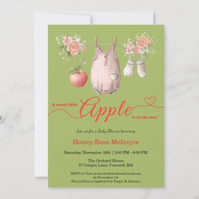 Sweet Little Apple Baby Shower | Fall Rustic Baby  Invitation (Front)