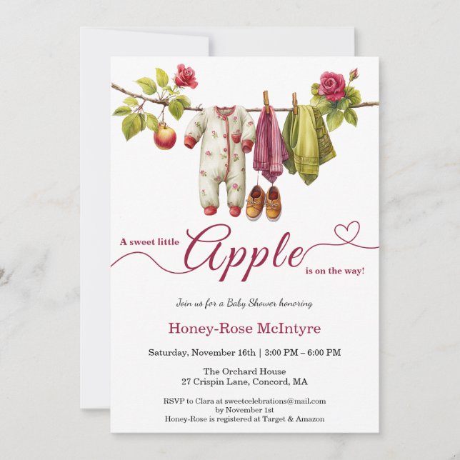 Sweet Little Apple Baby Shower | Fall Rustic Baby  Invitation (Front)